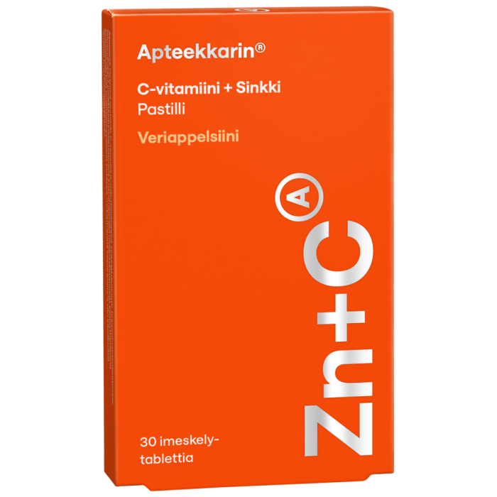Apteekkarin C+ Sinkki pastilli veriappelsiini 30 KPL-13 Apteekkarin C+ Sinkki pastilli veriappelsiini 30 KPL-13