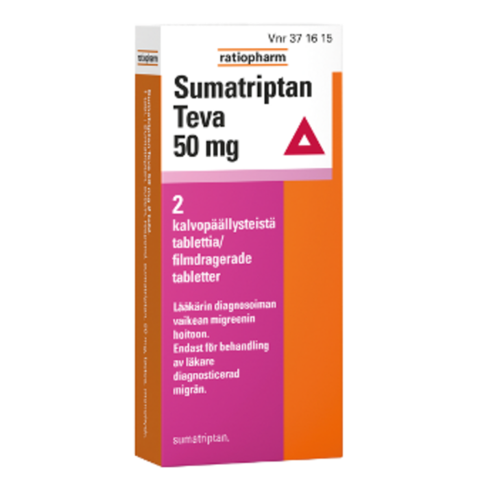 SUMATRIPTAN TEVA 50 mg 2 fol tabletti, kalvopäällysteinen-13