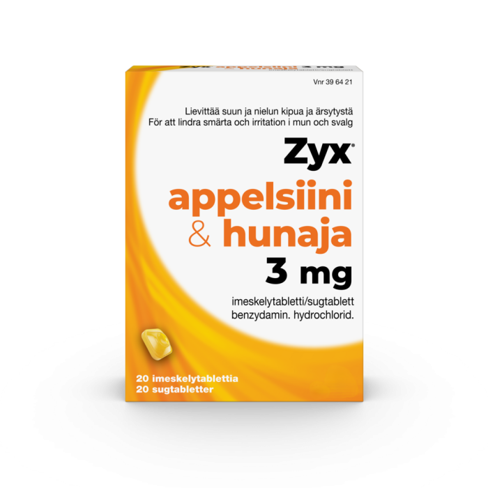 ZYX APPELSIINI & HUNAJA 3 mg 20 fol imeskelytabletti-13