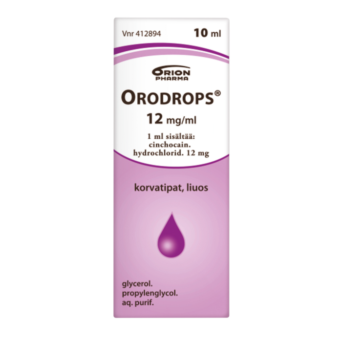 ORODROPS 12 mg/ml 10 ml korvatipat, liuos-13