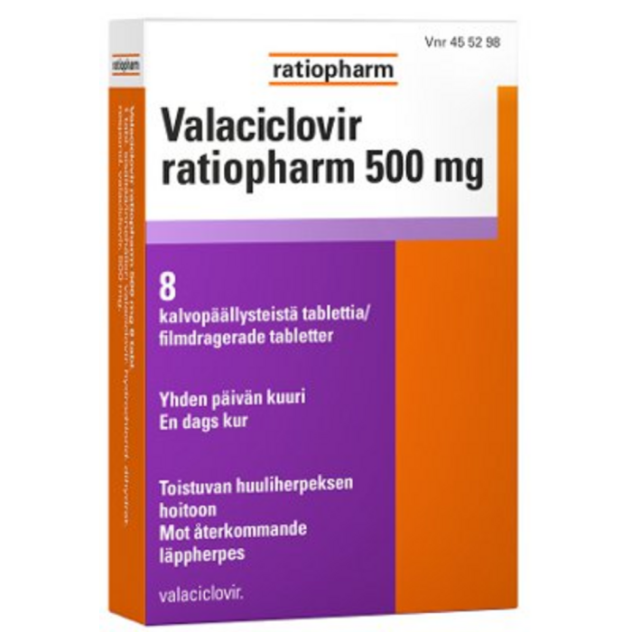VALACICLOVIR RATIOPHARM 500 mg 8 fol tabletti, kalvopäällysteinen-13