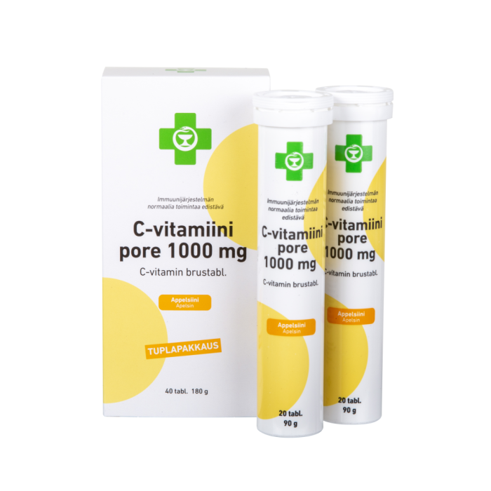 APTEEKKI C-Vitamiini Pore 1000 mg 40 tabl. (tuplapakkaus)-13