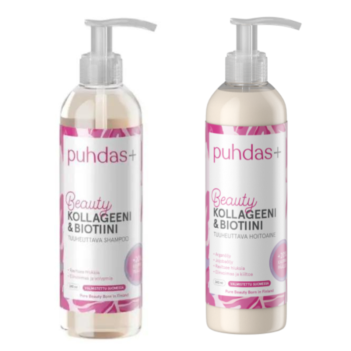 Puhdas+ Beauty Kollageeni & Biotiini Shampoo 240 ml & Hoitoaine 240 ml-11