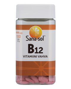 Sana-sol 100tabl B12-vitamiini 1000&micro;g vahva vitamiinitabletti