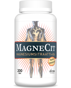 Magnecit 200 tabl magnesiumsitraatti + b6-vitamiini