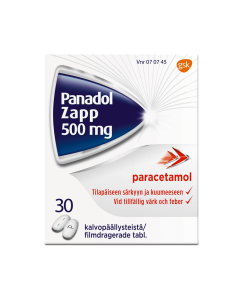 PANADOL ZAPP 500 mg 30 fol tabl, kalvopääll