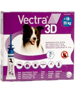 VECTRA 3D 196/17,4/1429 mg 3x3,6 ml paikallisvaleluliuos koirille 10-25 kg