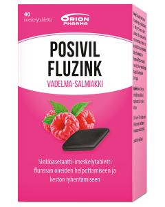Posivil FluZink vadelma-salmiakki 40 imeskelytablettia