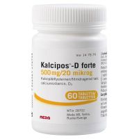 KALCIPOS-D FORTE 500 mg/20 mikrog 60 kpl tabl, kalvopääll