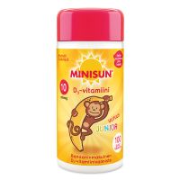 Minisun D-Vitamiini 10 mikrog Junior Apina 100 purutabl banaani