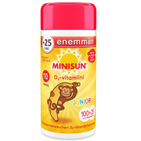 Minisun D-Vitamiini 10 mikrog Junior Apina 125 purutabl banaani