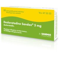 DESLORATADINE SANDOZ 5 mg 30 fol tabl, kalvopääll