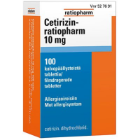 CETIRIZIN-RATIOPHARM 10 mg 100 fol tabletti, kalvopäällysteinen