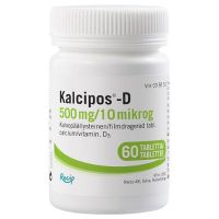 KALCIPOS-D 500 mg/10 mikrog 60 kpl tabl, kalvopääll