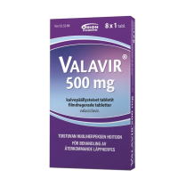 VALAVIR 500 mg 8 fol tabl, kalvopääll