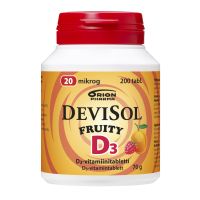 Devisol Fruity 20 Mikrog 200 kpl imeskelytabletti