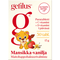 Gefilus + D Mansikka Puru tabl 30 kpl