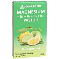 Apteekkarin Magnesium+ B pastilli sitruuna 30 kpl