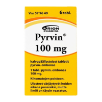 PYRVIN 100 mg 6 kpl tabletti, kalvopäällysteinen