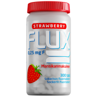 Flux Strawberry fluoritabletti 300 imeskelytabletti  250 mikrog