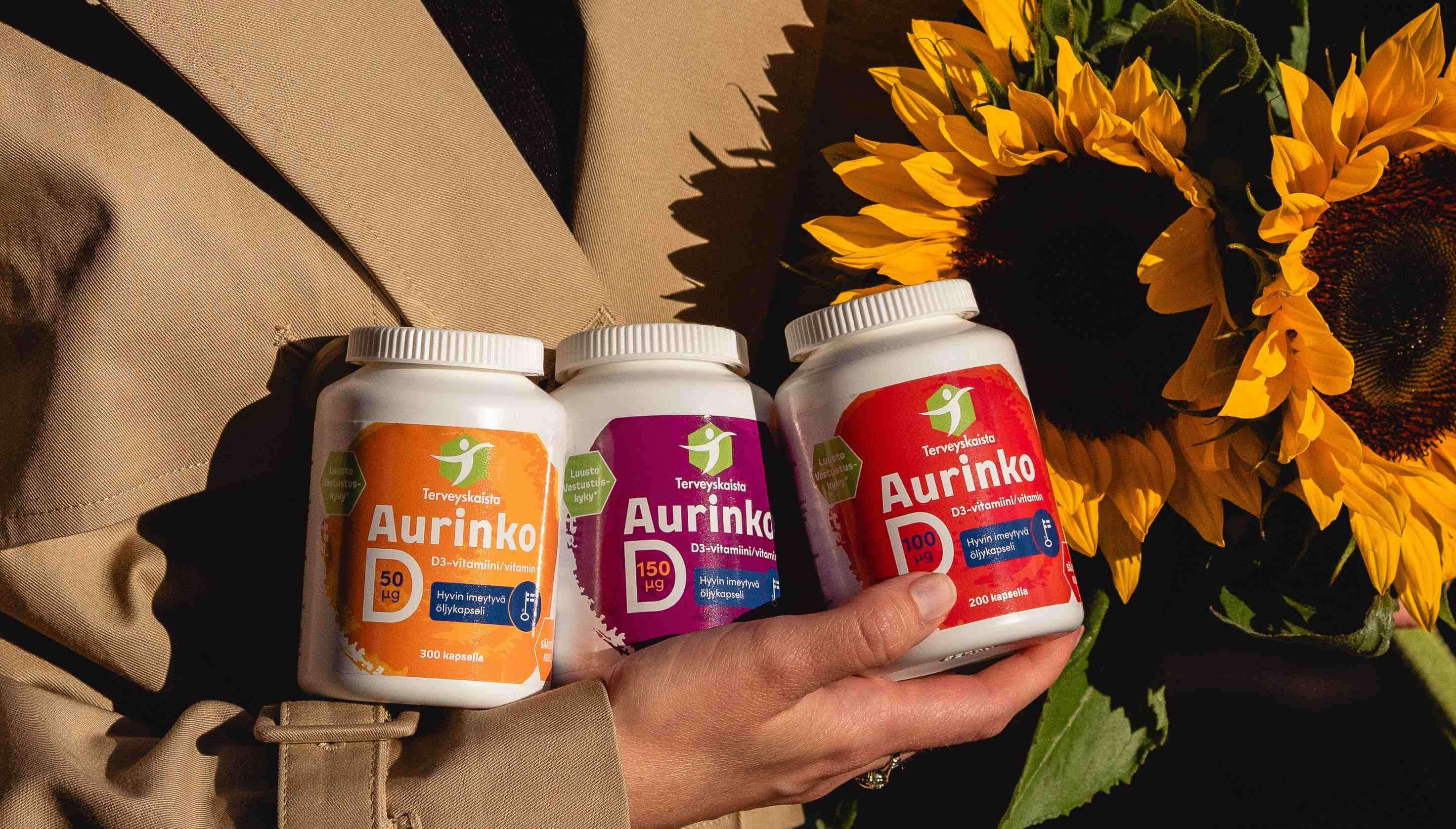 D-vitamiini viimeistään nyt – tutustu Terveyskaistan Aurinko D -valmisteisiin!
